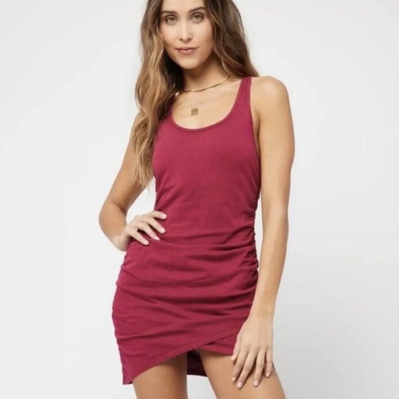 l*space Dresses & Skirts - L*Space | Maroon Red Wildwood Tie Front Racerback Tank Mini Dress Size XS
